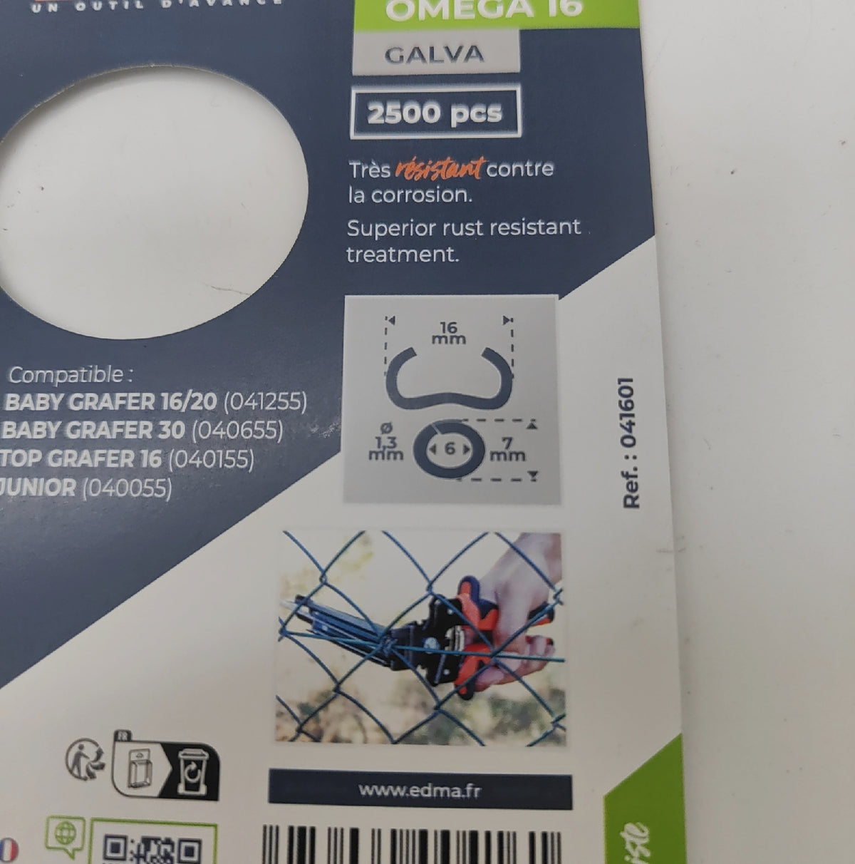 EDMA Agrafe Handwerkzeuge 041601 Omega 16 Galva Zubehör Klammer
