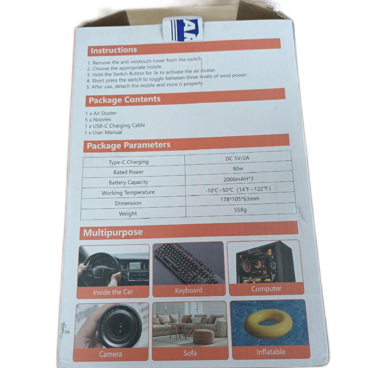 Iseyou Druckluft Staubgerät 3 Stufig Einstellbares Geblaese Reinigungsgeraet