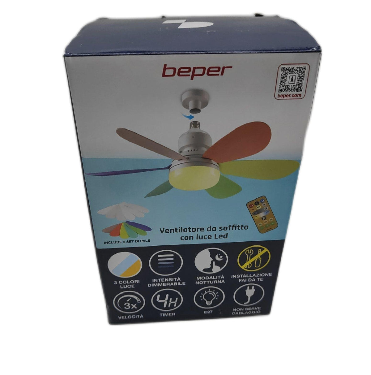 BEPER P206VEN610 Deckenventilator 40 Watt mit Beleuchtung und austauschbarem Design