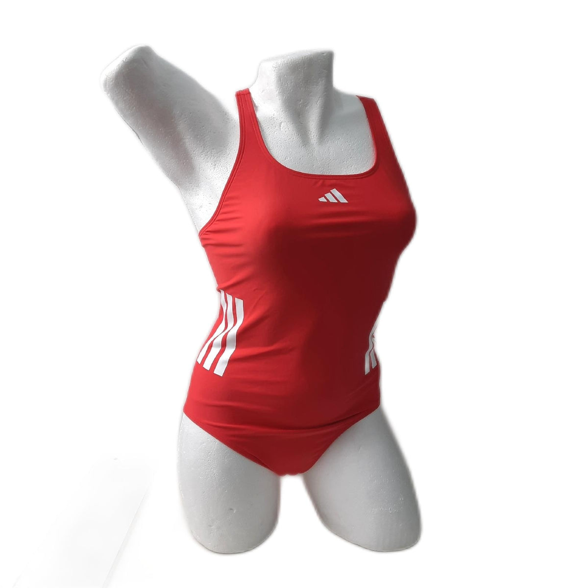 adidas Mädchen 3 Streifen C Back Badeanzug Kinderbademode Semi Lucid Red White 13 14 Jahre