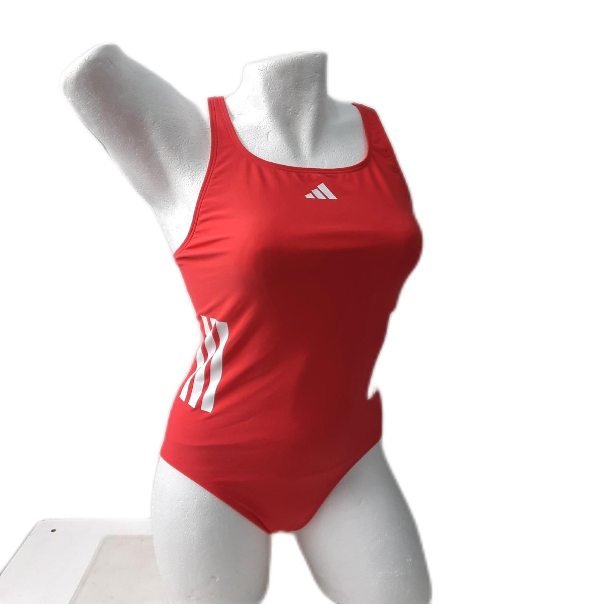adidas Mädchen 3 Streifen C Back Badeanzug Kinderbademode Semi Lucid Red White 13 14 Jahre
