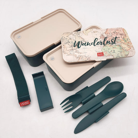 Legami Lunchbox mit 3 Besteckteilen Travel Fassungsvermögen 1200 ml auslaufsicher mikrowellengeeignet spülmaschinenfest