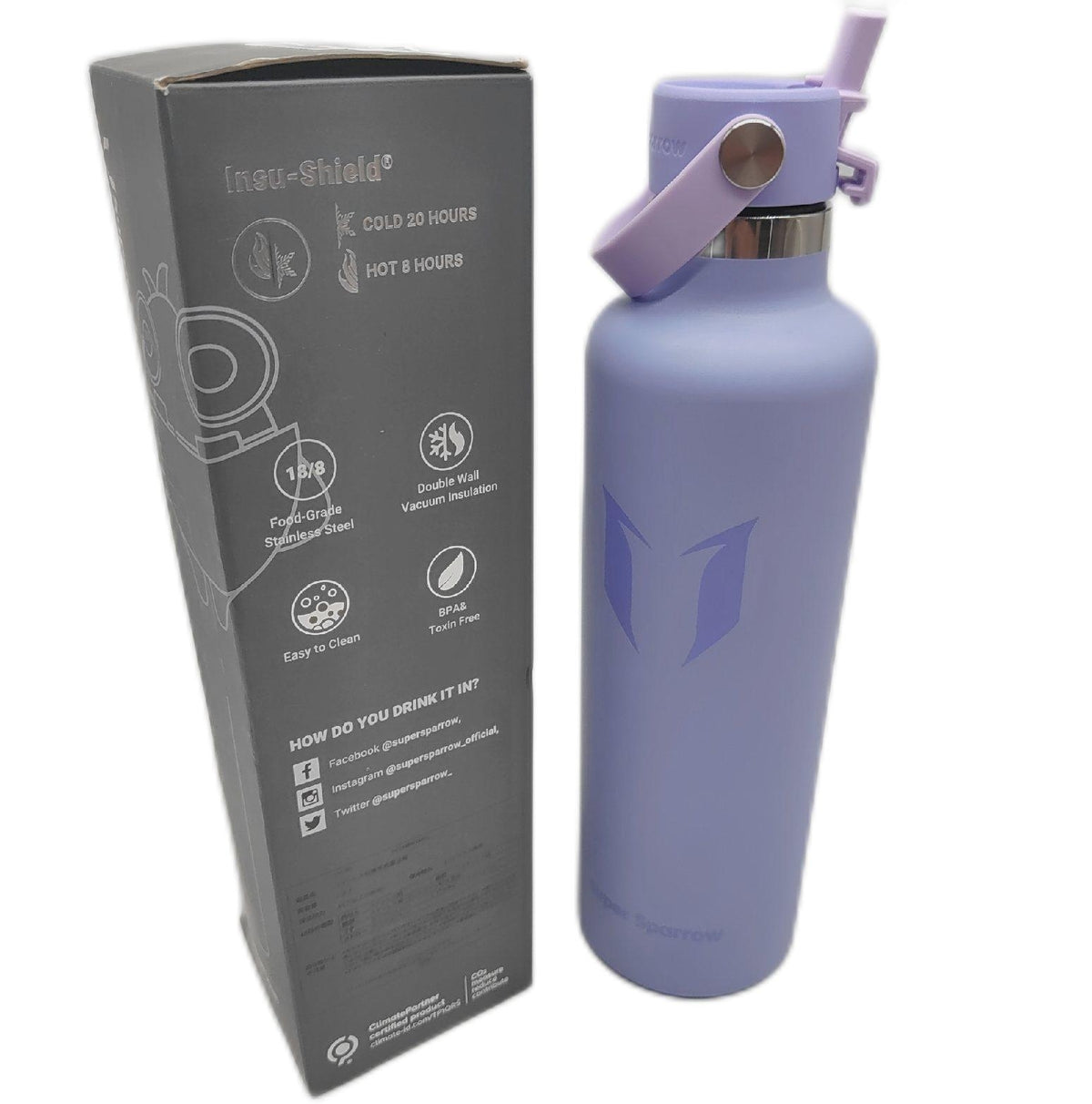 Super Sparrow Wasserflasche Trinkflasche 1L BPA frei Isoliert Auslaufsicher