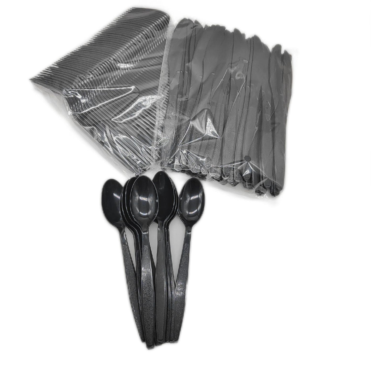 Plastikbesteck Set 110 Teile Schwarz Einweggeschirr Party Geschirr Besteck Set