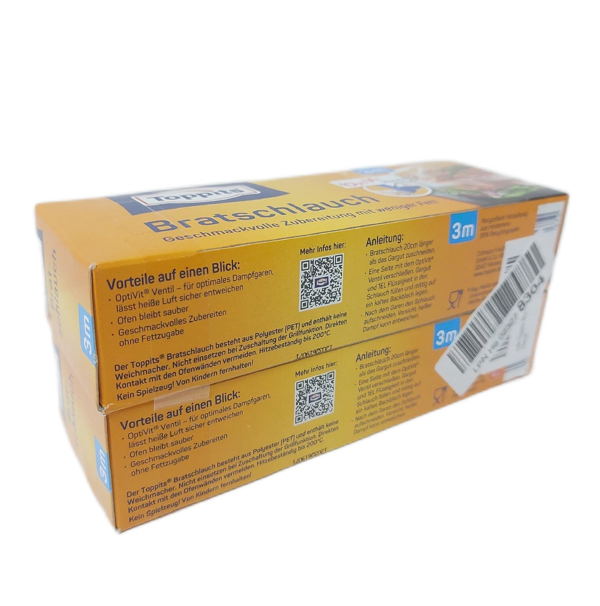 Toppits Bratenschlauch 31 cm x 3 m 2er Pack PVC frei Polypropylen Bratenbeutel