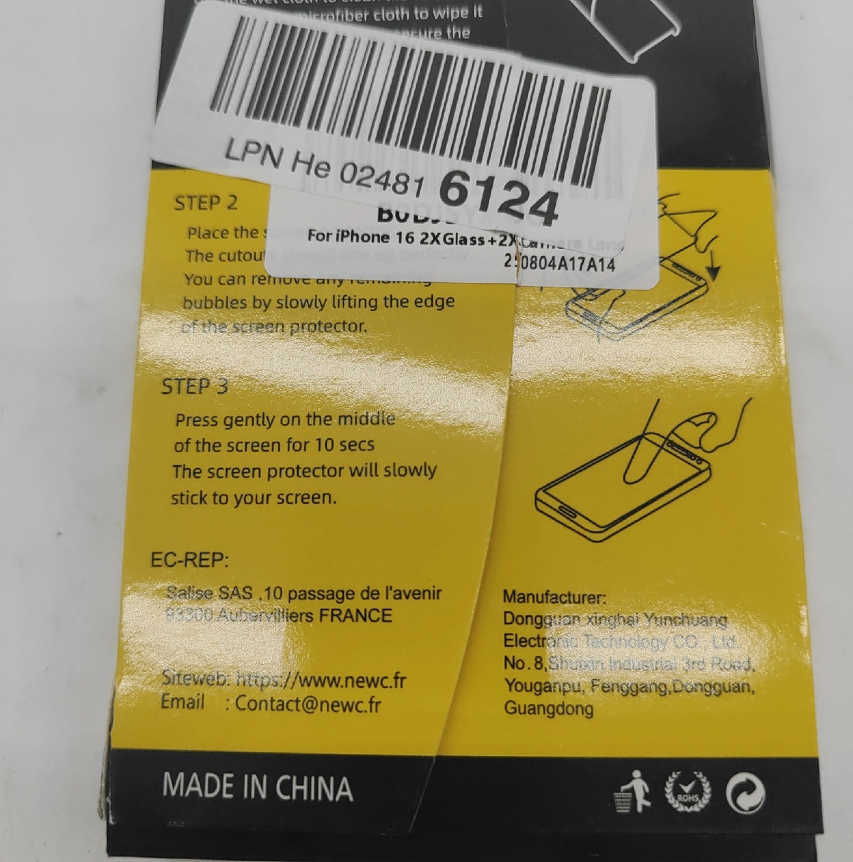 NEW C Panzerglas und Kameraschutz fuer iPhone 16 61 Zoll 2 Stueck mit Montagehilfe
