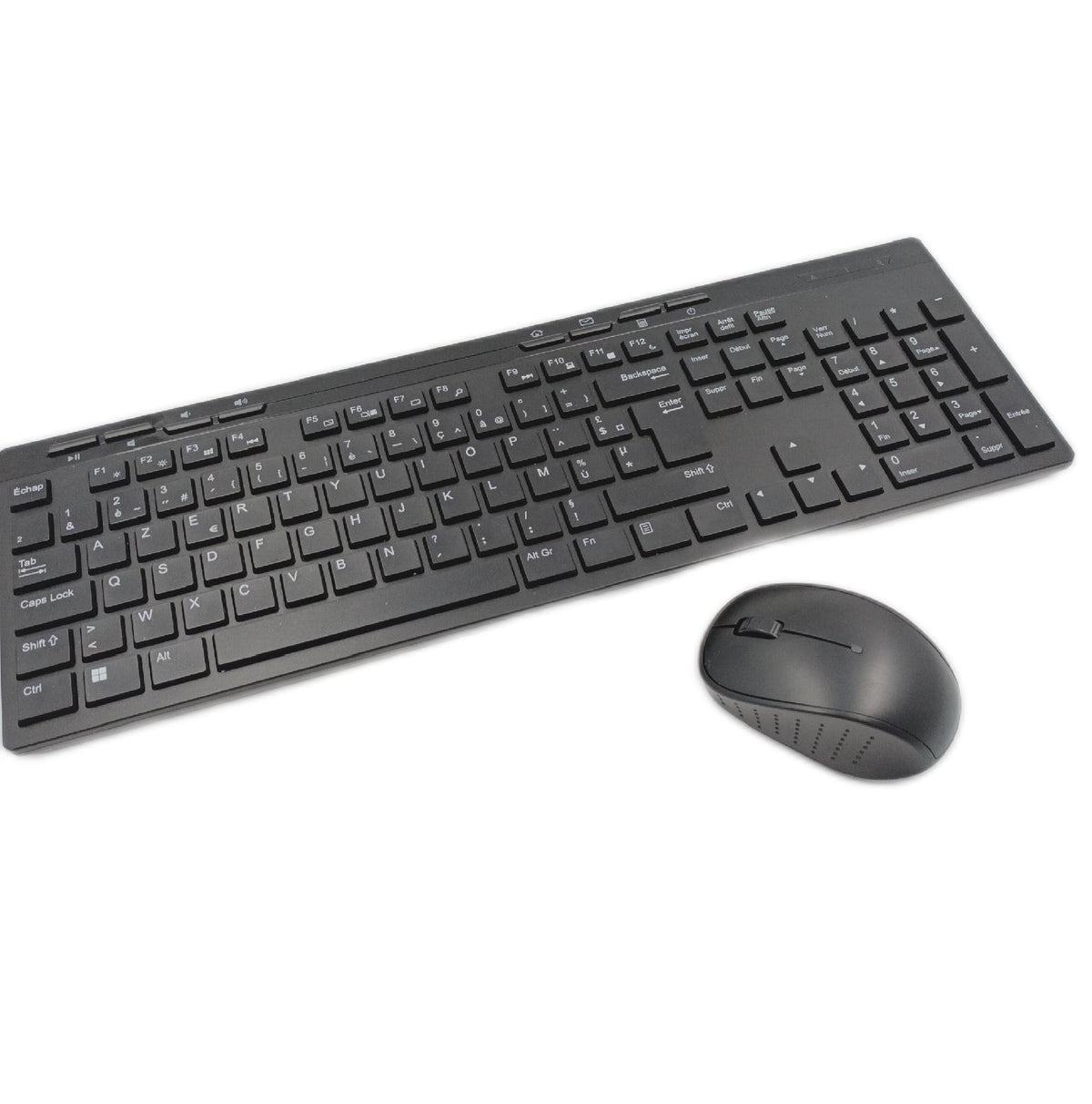 Amazon Basics Kabellose Tastatur Maus Combo Fullsize USB Empfänger FR Layout Schwarz