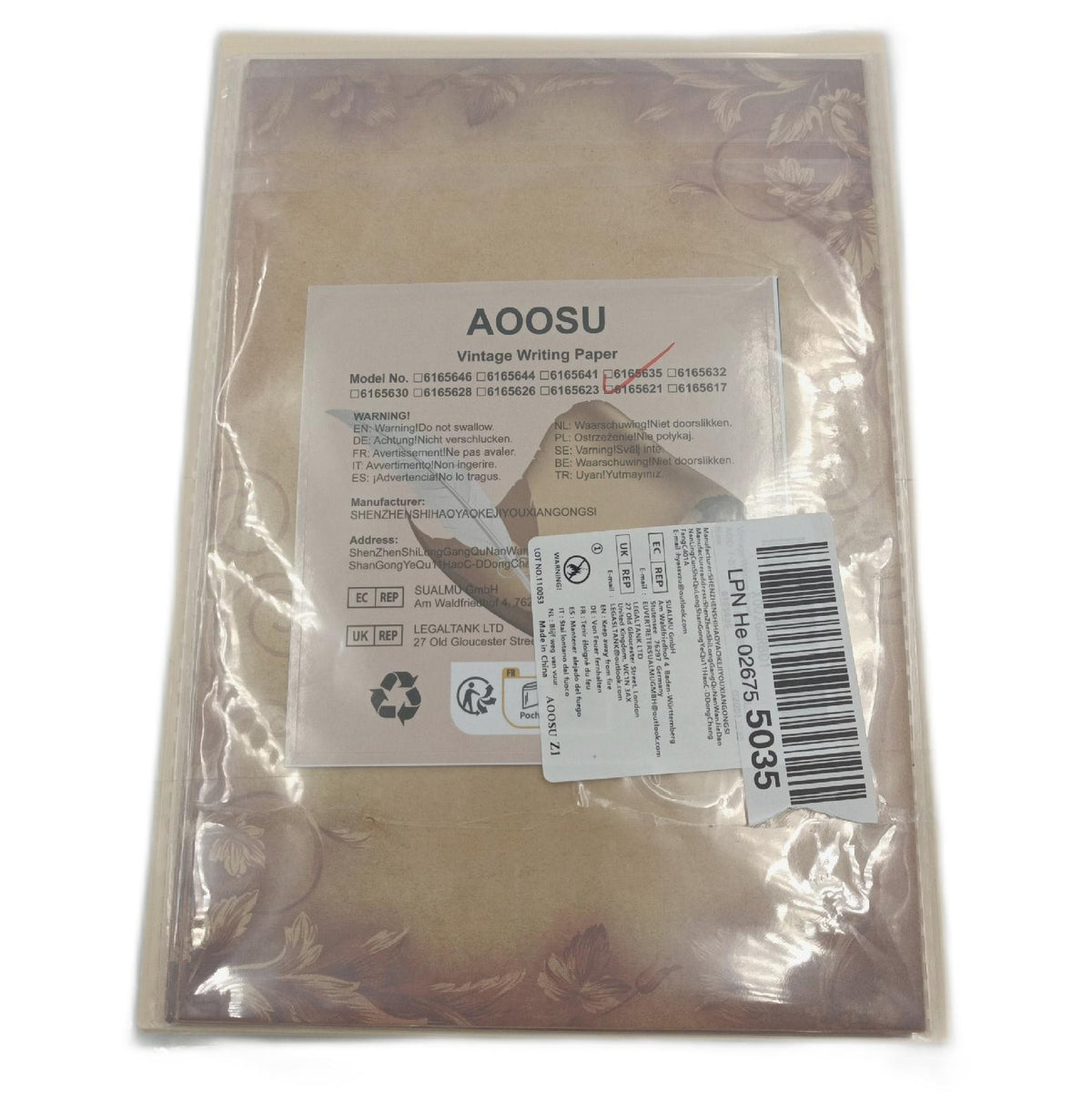AOOSU Schreibset Briefpapier Vintage AOOSU mit 16 Blatt und Wachssiegeln