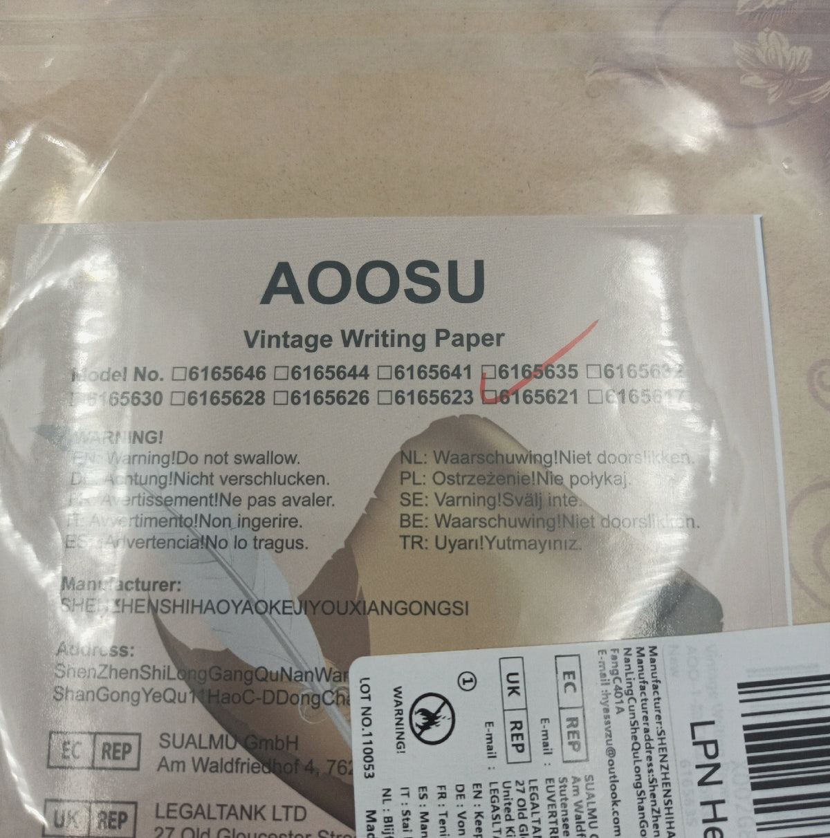 AOOSU Schreibset Briefpapier Vintage AOOSU mit 16 Blatt und Wachssiegeln