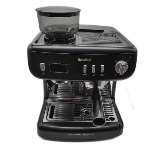 Breville Barista Max Plus Siebtraegermaschine Espressomaschine mit Mahlwerk Milchaufschäumer Schwarz