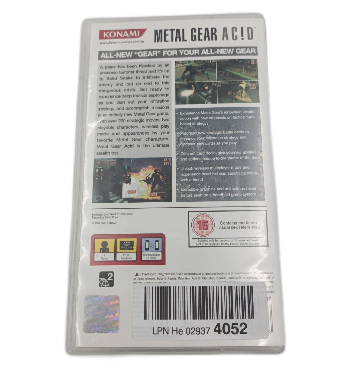 Konami Spiel PSP Handheld Metal Gear Acid Taktik Action Rollenspiel Englisch Version
