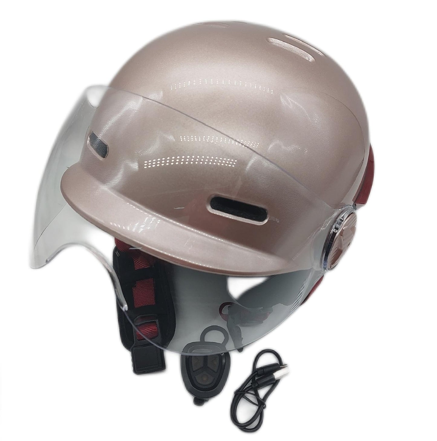 CASR Helm Fahrrad Sicherheit CASR Glow LED XL Visier Abnehmbare Ohrpolster Rück