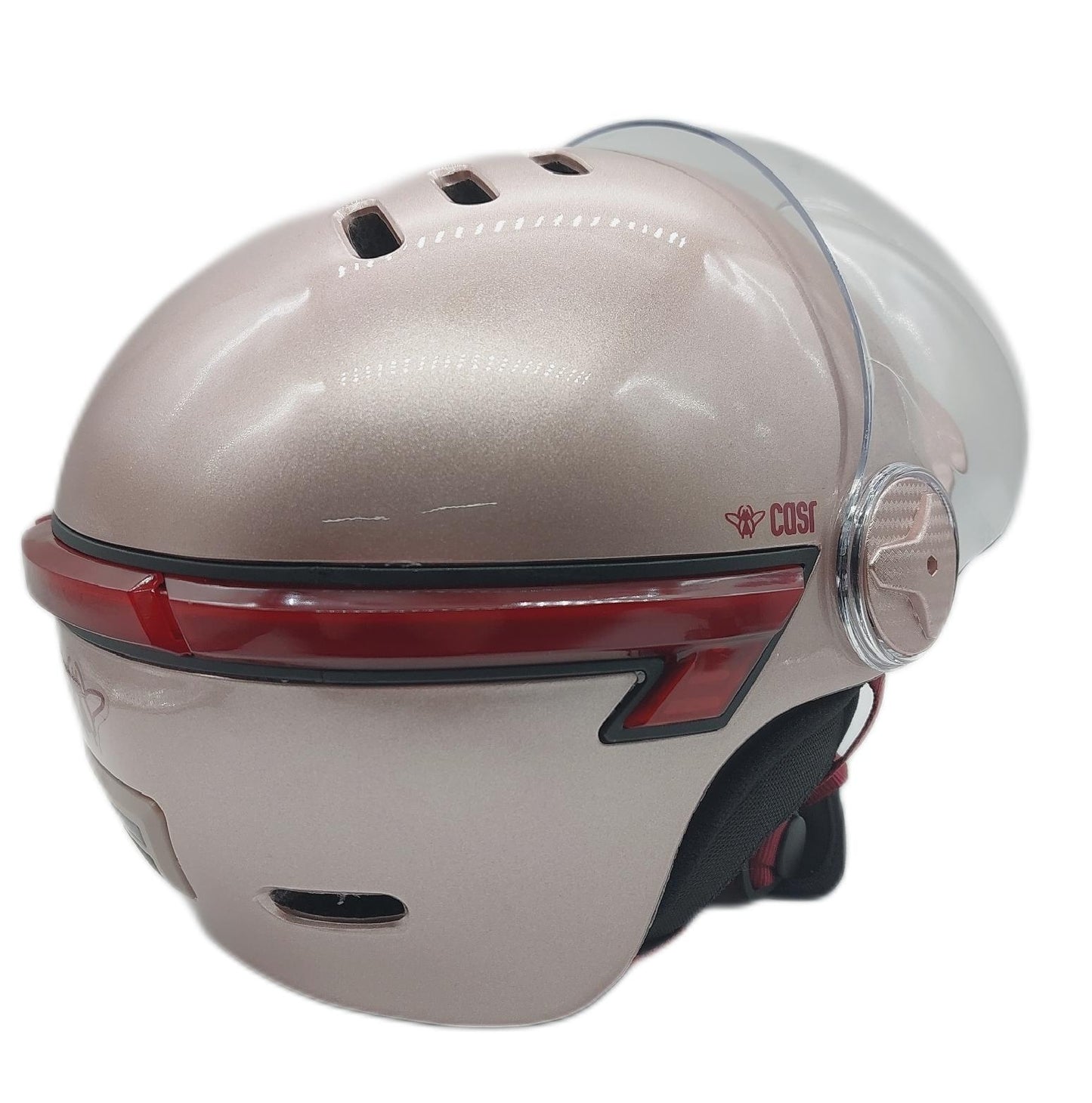 CASR Helm Fahrrad Sicherheit CASR Glow LED XL Visier Abnehmbare Ohrpolster Rück