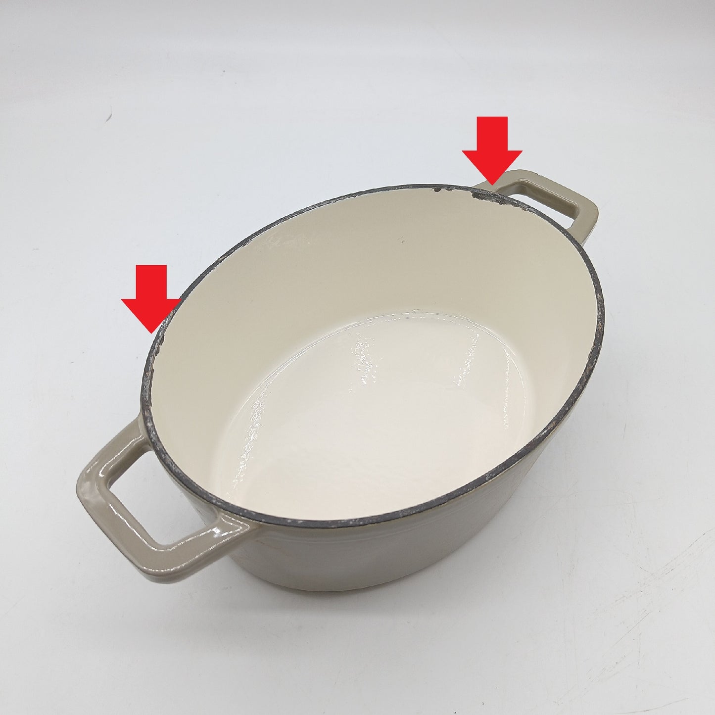 Ovaler Gusseisen-Bräter 29 cm Beige MEP129G Kleine Speisenzubereitung