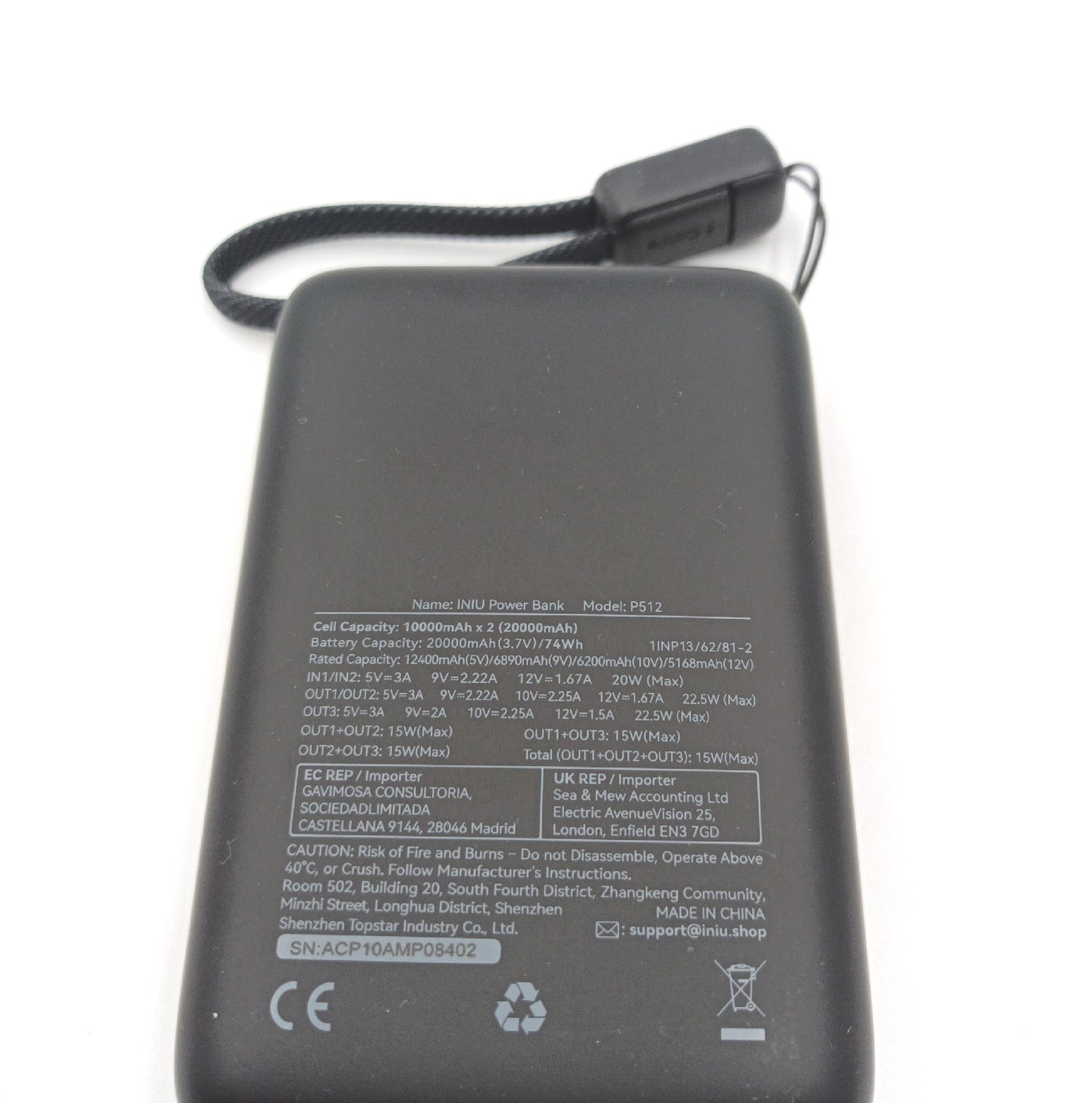 INIU Powerbank Ladegerät mobile Energieversorgung 20000mAh 225W Schnellladung USB