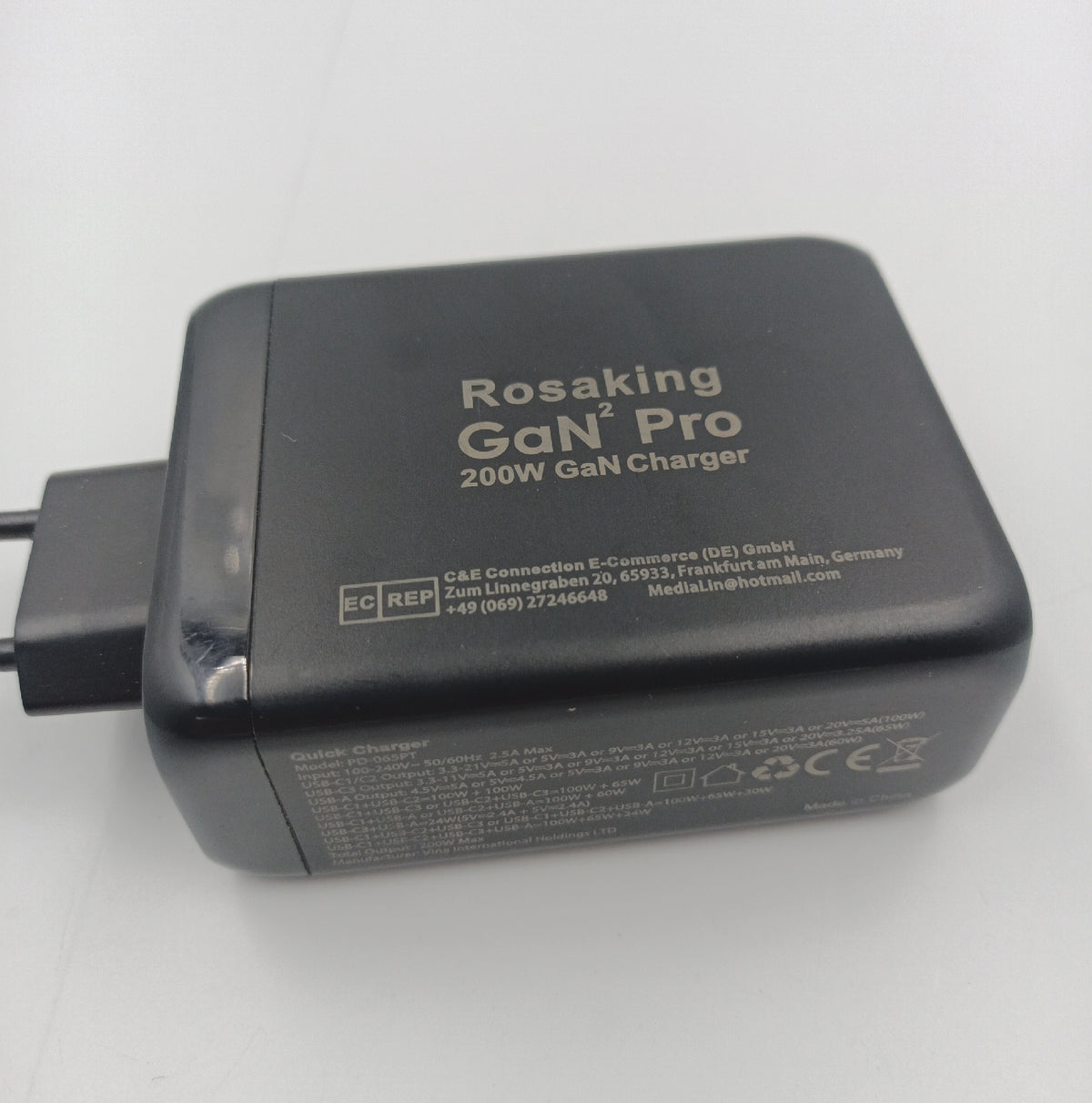 Rosaking USB C Ladegerät 200W GaN III Schnellladegerät 4 Häfen ohne