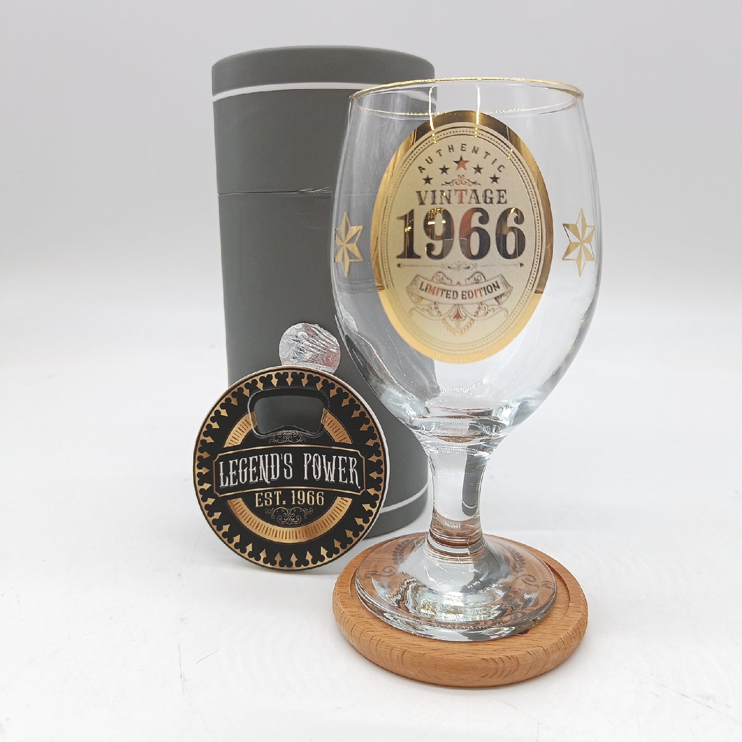CROWNLY CRYSTAL 1966 60. Geburtstagsgeschenk für Männer - Personalisiertes Bierglas
