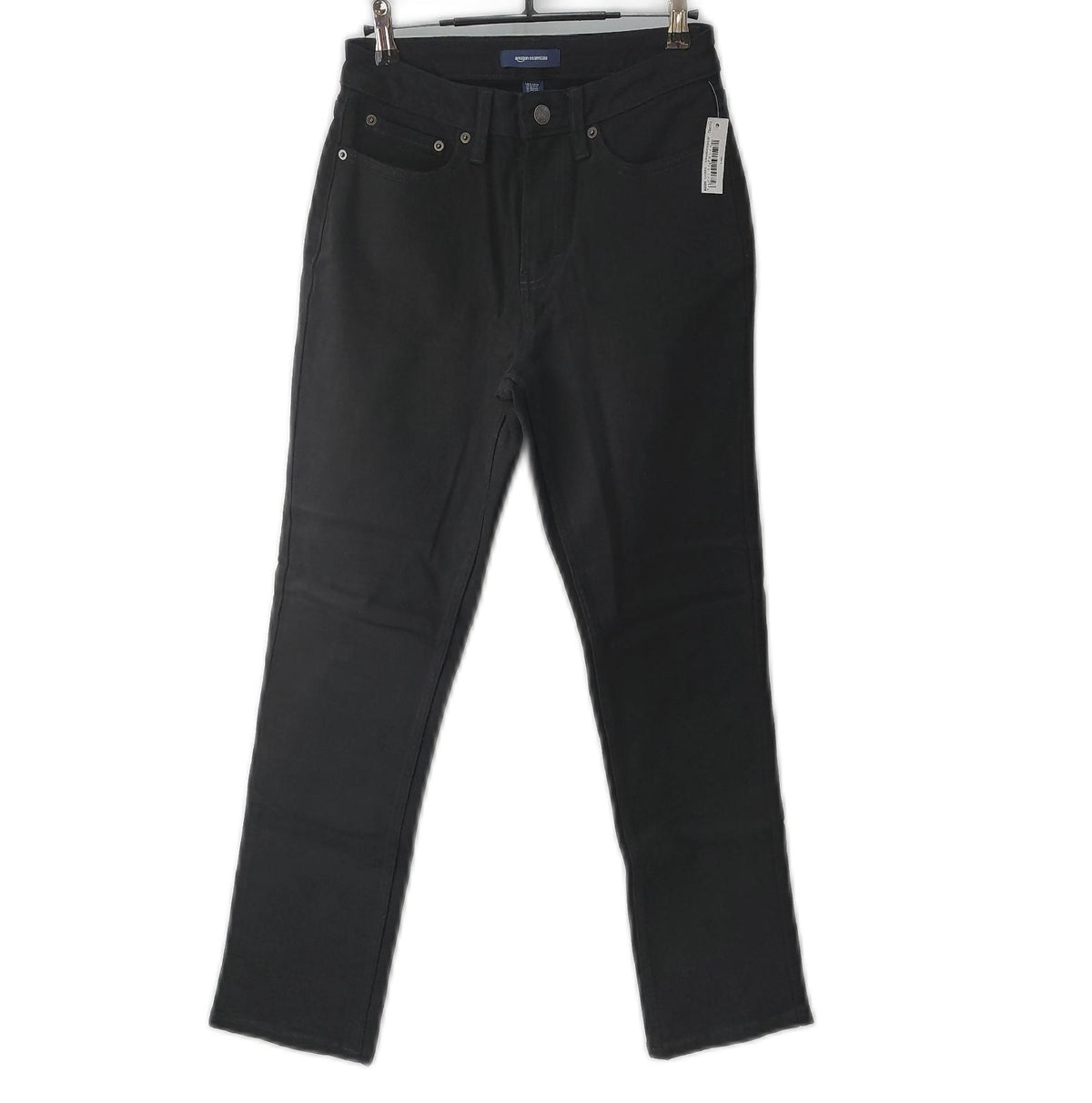 Amazon Essentials Pants Damen Jeans hoch geschnitten gerade Bein Beininnenlänge 762 cm Schwarz 36 Lang