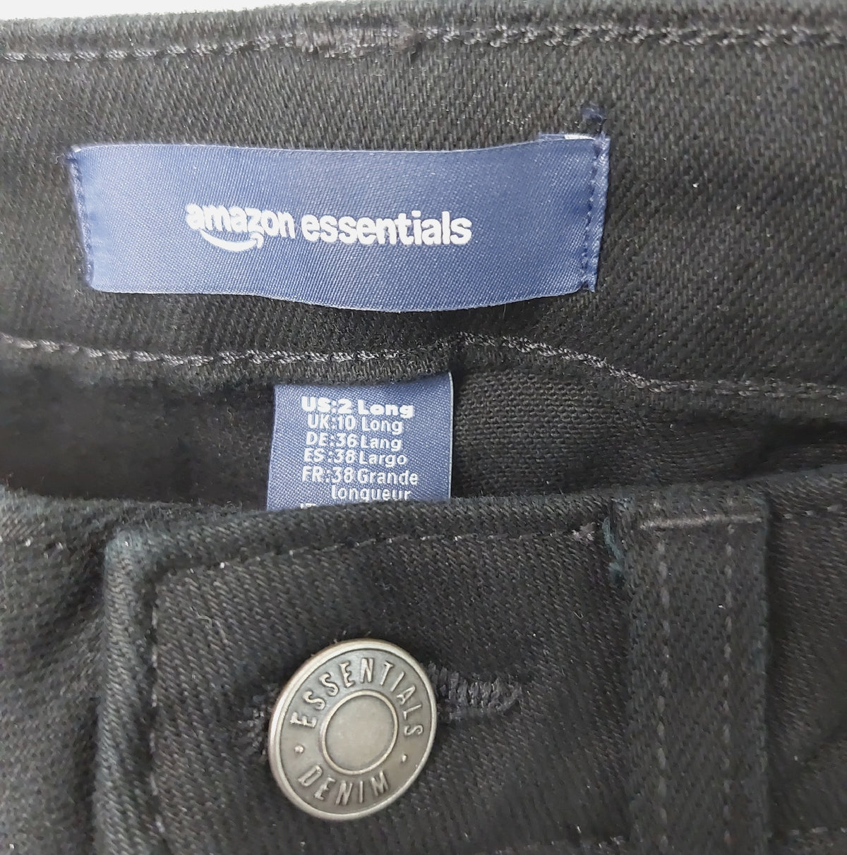 Amazon Essentials Pants Damen Jeans hoch geschnitten gerade Bein Beininnenlänge 762 cm Schwarz 36 Lang