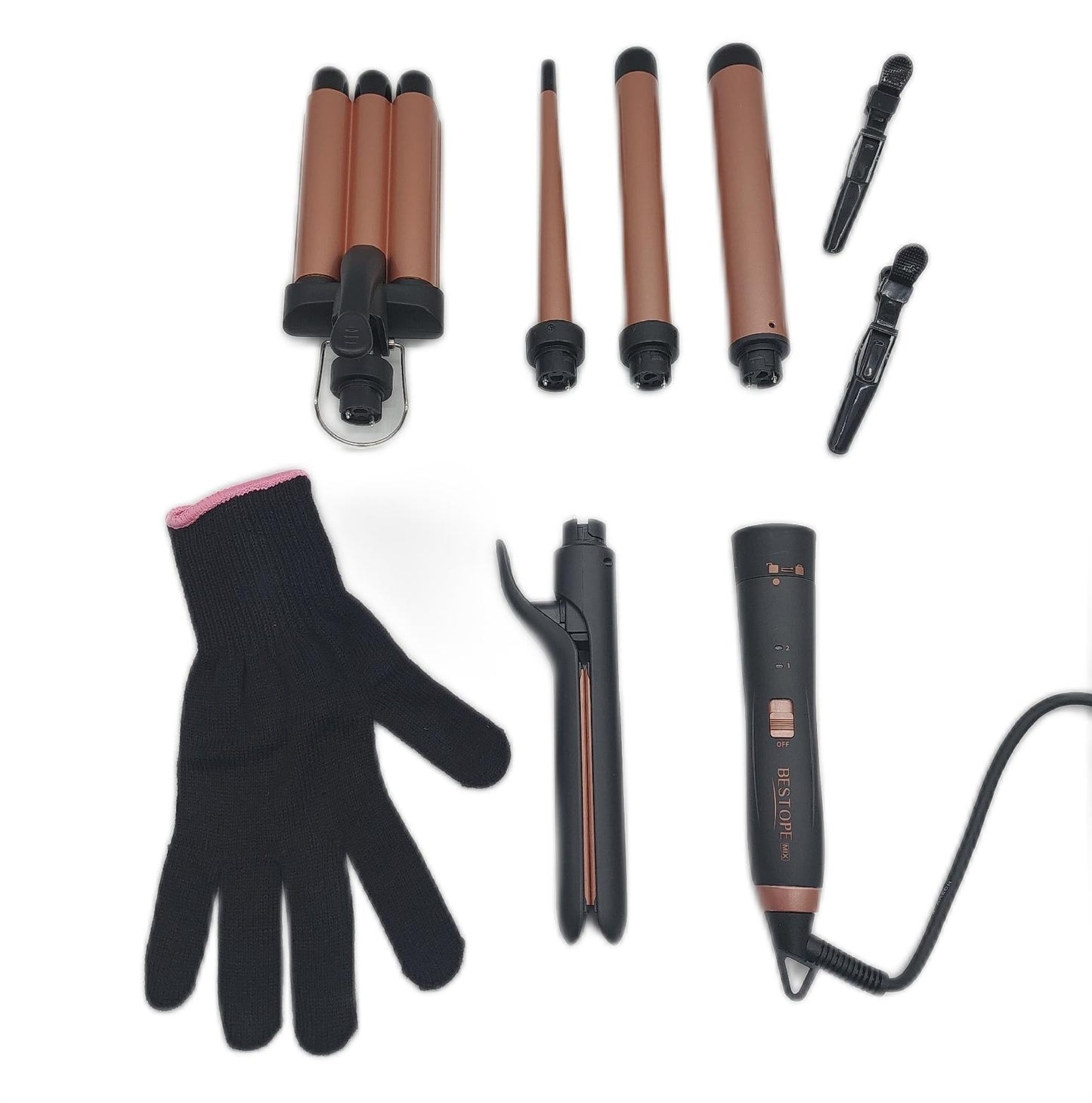 BESTOPE Lockenstab Haargeräte Mix Wavy Hair Straightener 5 in 1