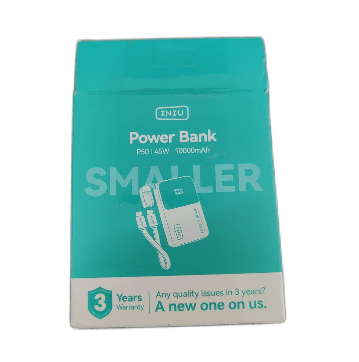 Iniu Power Bank 10000mAh Ultra Mini 45W Schnellladen USB C Kabel Klein Stark