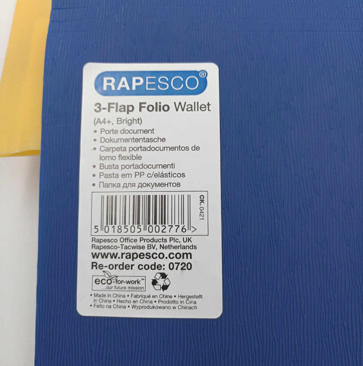 Rapesco 0720 3 Klappen Ordnungsmappe A4 Plus leuchtende Farben 5 Stück Set