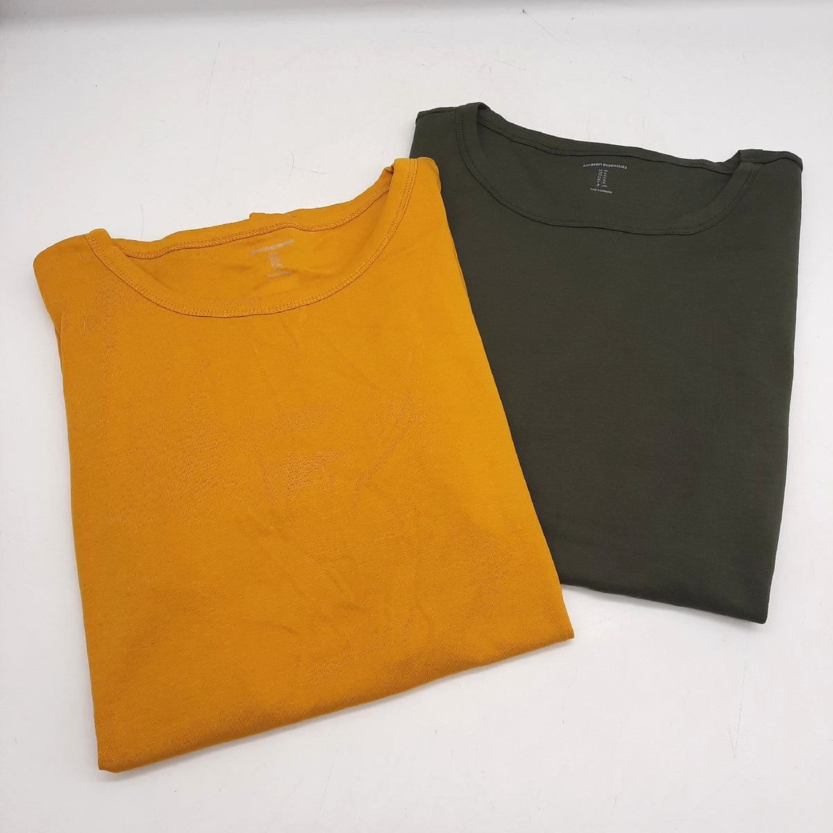Amazon Essentials Shirt Damen Kurzarm Longshirt Slim Fit Rundhals 2er Pack XL Gold Olivgrün