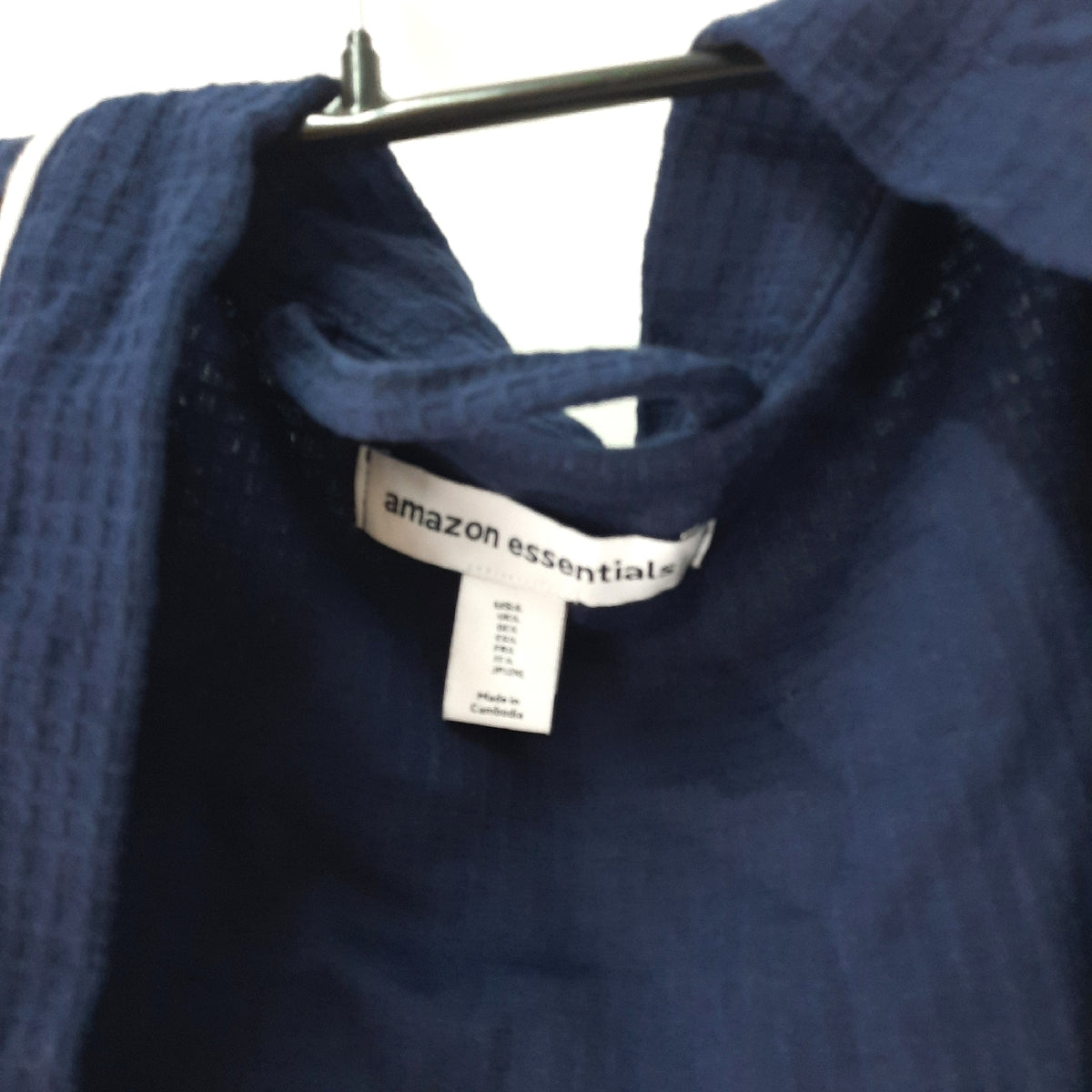 Amazon Essentials ROBE Damen Bademantel leicht Waffelstruktur lang Marineblau L