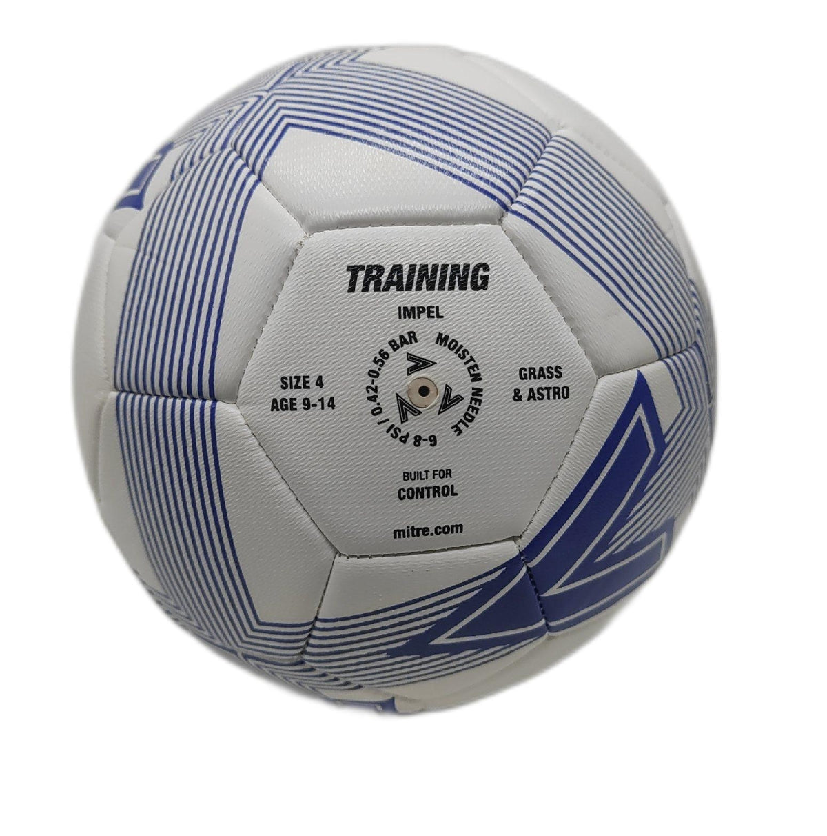 Mitre Impel L30P Fußball Weiss Blau Fussball extrem strapazierfaehig formbestaendig Gr 4