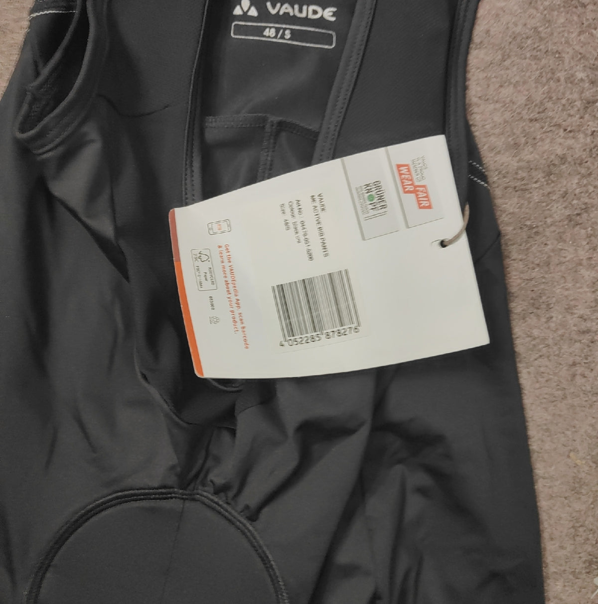 VAUDE Shorts Fahrradhose Active Bib Pants Herren kurz atmungsaktiv schwarz Gr S
