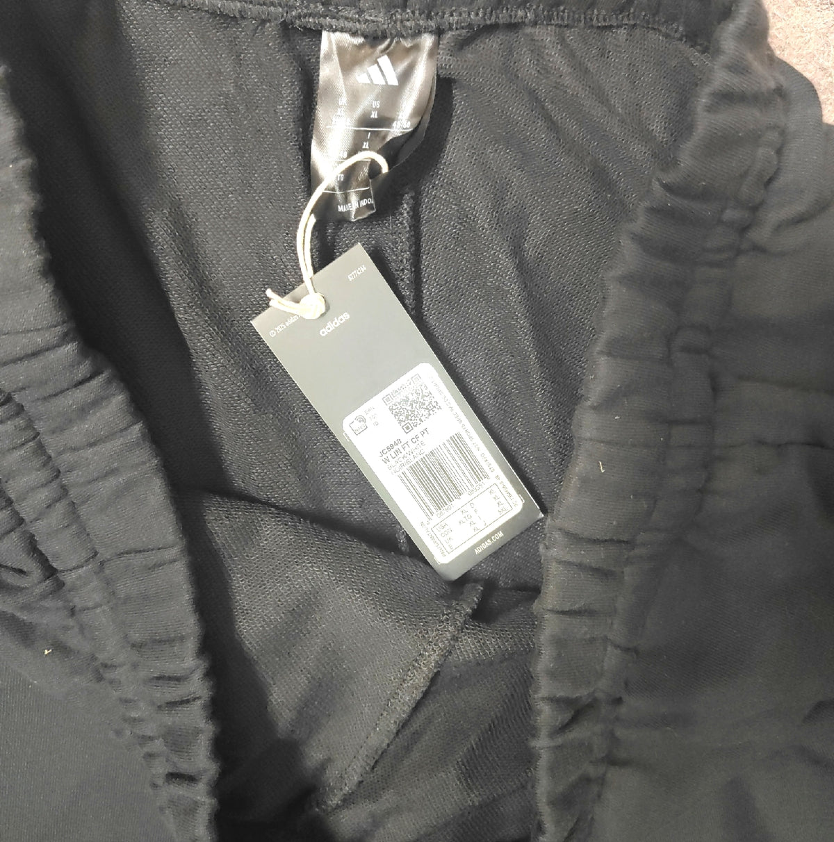 adidas PANTS Damen Essentials Linear French Terry Cuffed Pants Schwarz Weiß XL