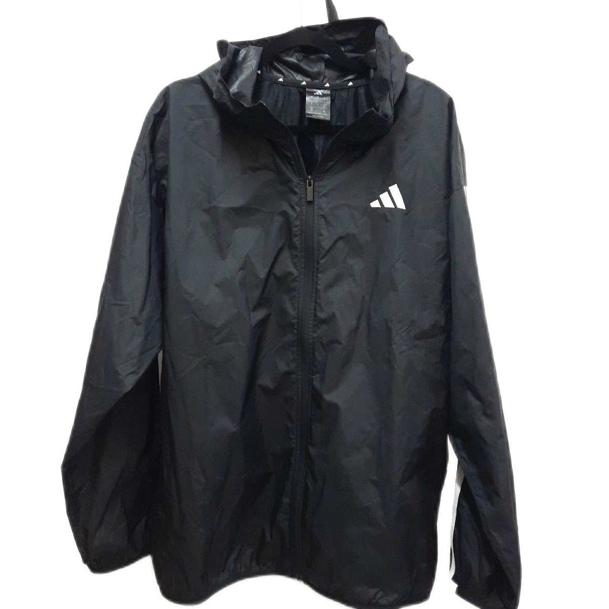 adidas Herren Essential Three Stripes Windbreaker Coat, Black/White, L