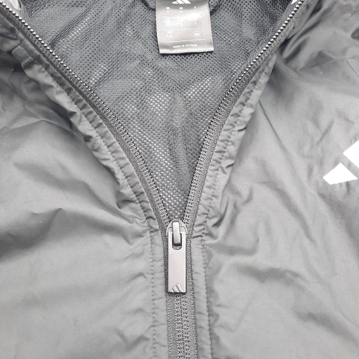 adidas Herren Essential Three Stripes Windbreaker Coat, Black/White, L