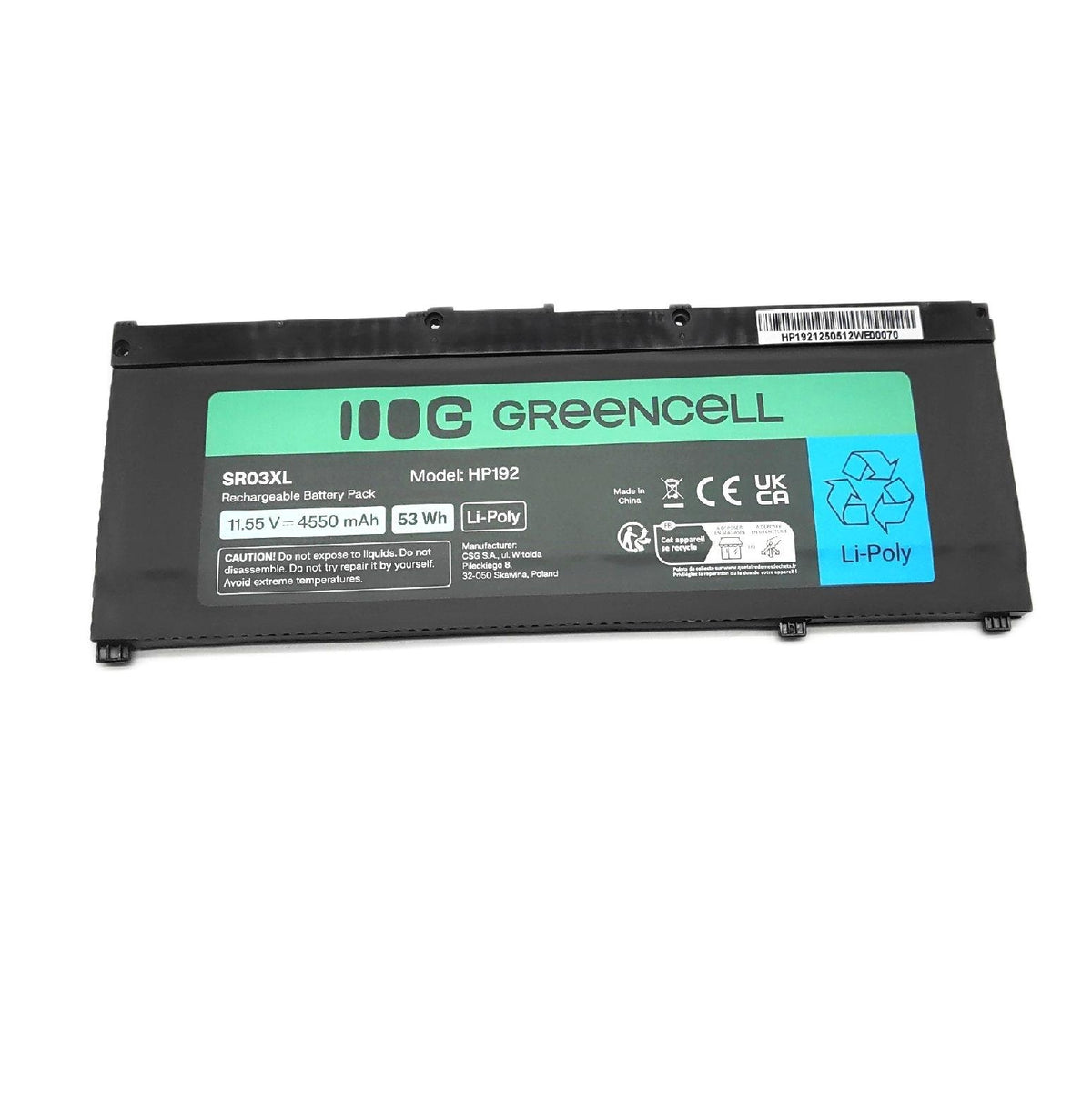 Green Cell SR03XL Laptop-Akku 11,5V 4550mAh 53Wh Li-Poly für HP Pavilion Gaming 15-cx0000, 15-cx0000nb, 15-cx0000nk, 15-cx0000ur, 15-cx0010,– Lange Laufzeit, Hohe Lebensdauer, Präzise Passform
