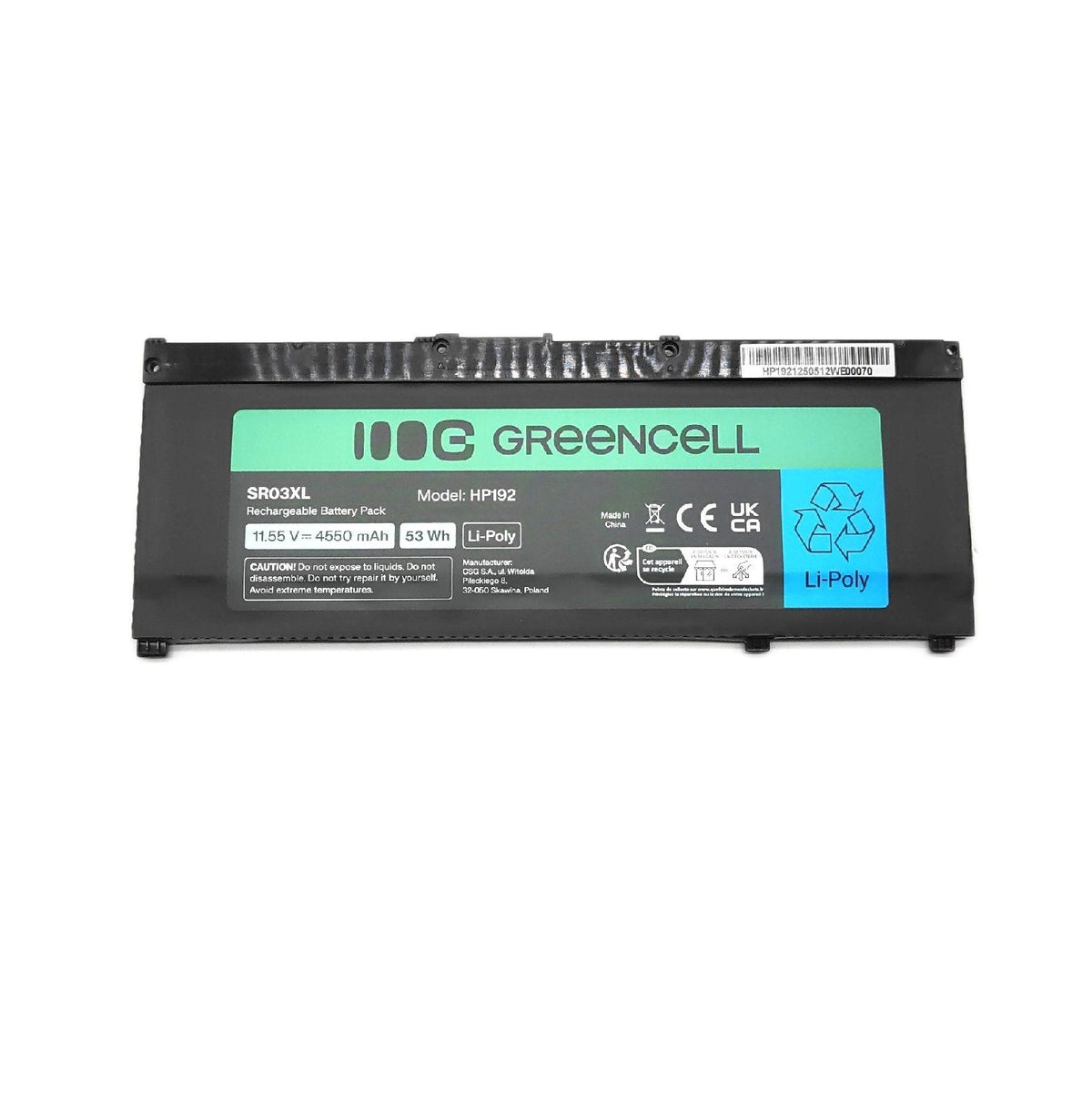Green Cell SR03XL Laptop-Akku 11,5V 4550mAh 53Wh Li-Poly für HP Pavilion Gaming 15-cx0000, 15-cx0000nb, 15-cx0000nk, 15-cx0000ur, 15-cx0010,– Lange Laufzeit, Hohe Lebensdauer, Präzise Passform