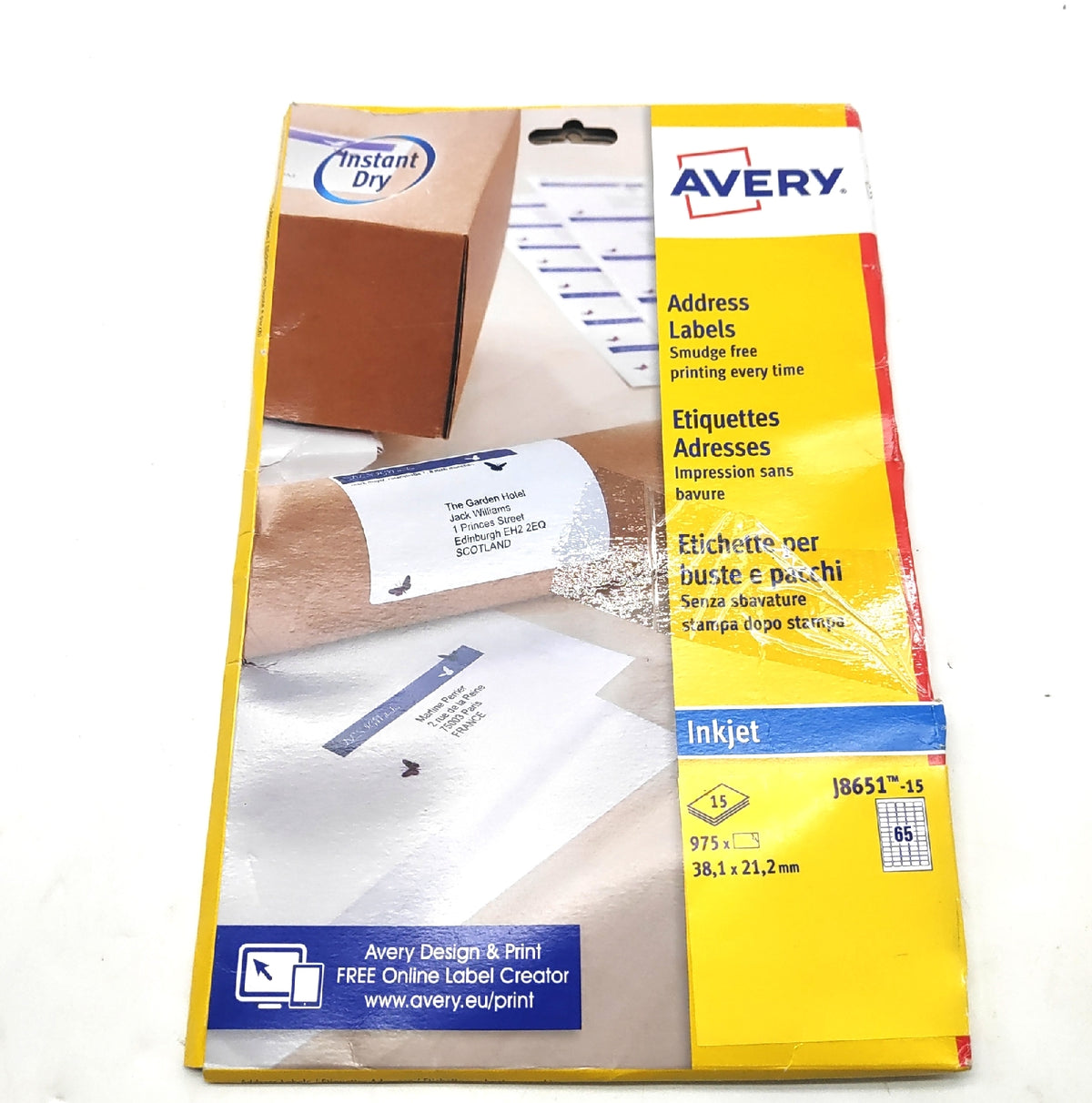 Avery 975 J8651-15 Mini-Adressetiketten 38,1 x 21,2 mm Weiß Inkjet