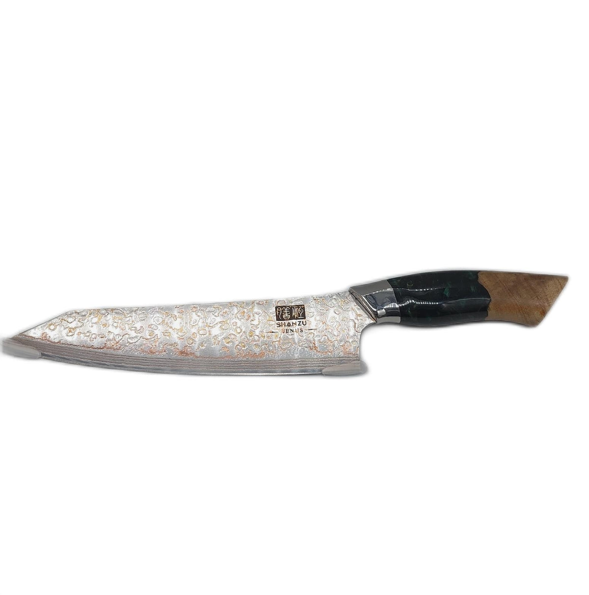 Shan Zu Kochmesser Küchenmesser Japanische Messer 20cm Damaststahl Kupfer Eleganz