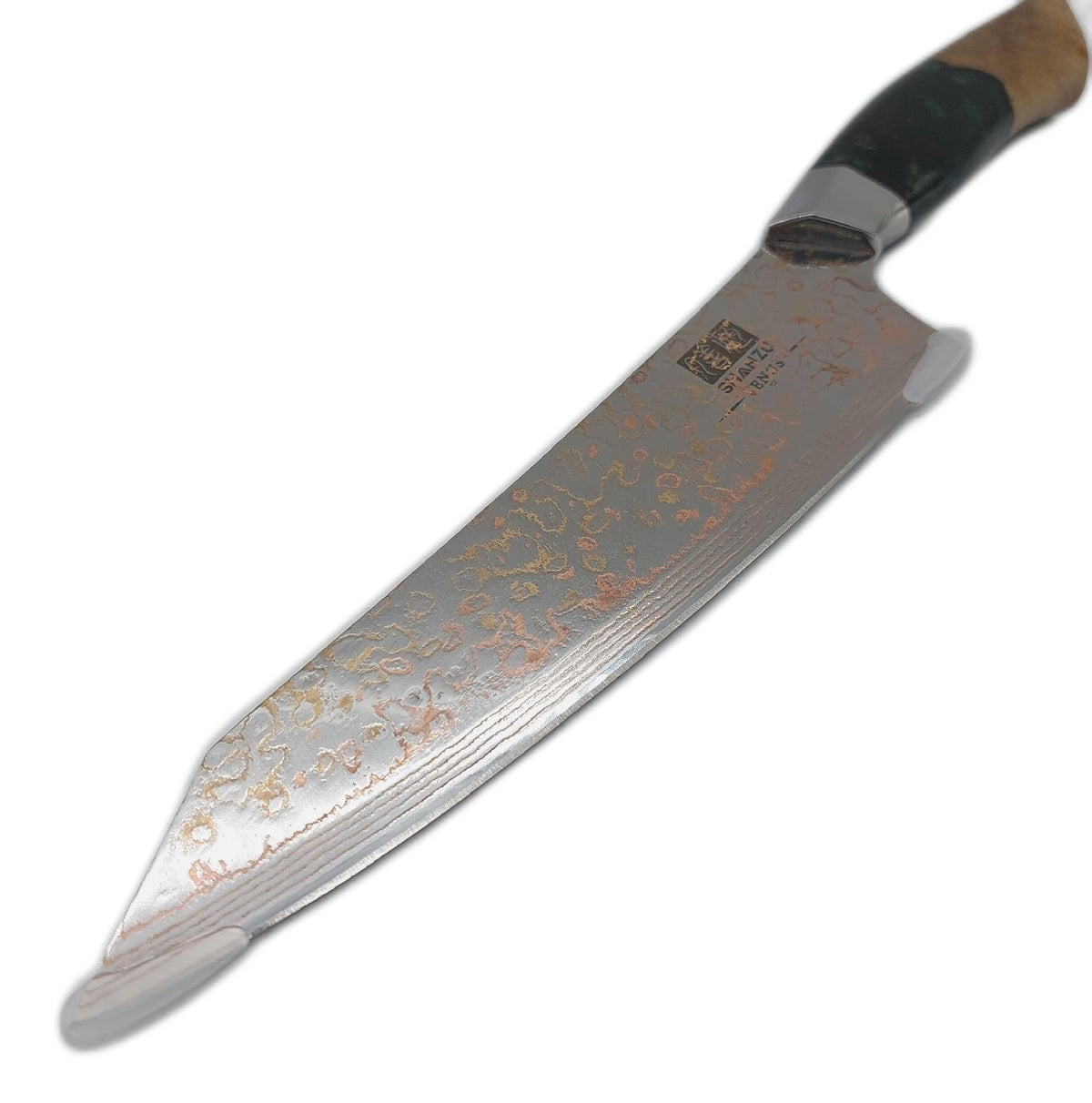 Shan Zu Kochmesser Küchenmesser Japanische Messer 20cm Damaststahl Kupfer Eleganz