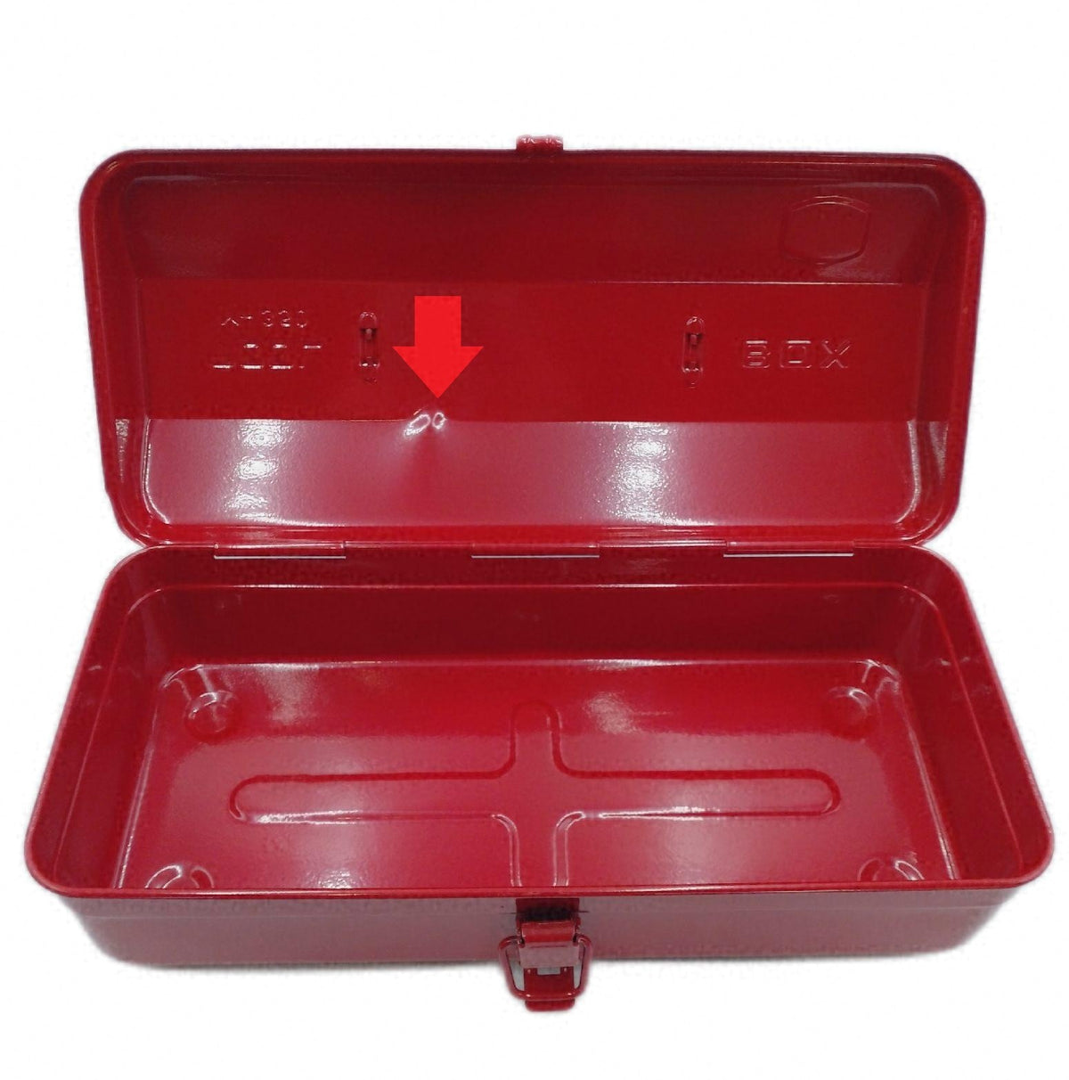 Werkzeugkiste Metall Leer 37x16x12 cm Rot Delle im Deckel k
