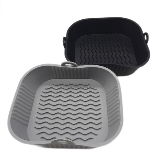 Diboniur 2er Set Silikonform für Heissluftfritteuse 5 bis 8 Liter Grau Schwarz Airfryer Zubehör
