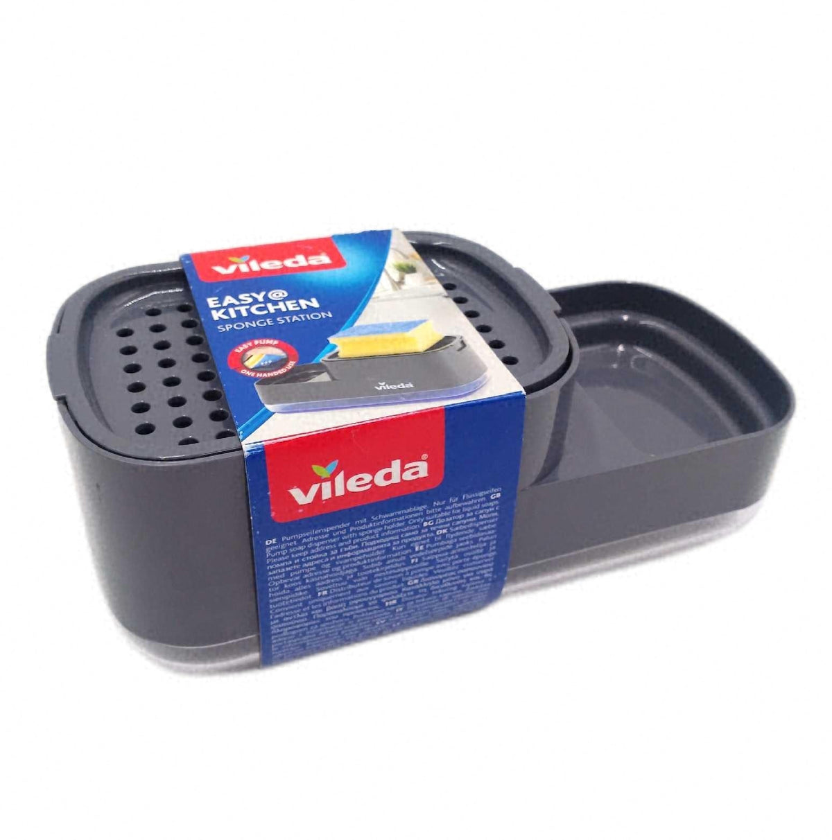 Vileda Pump Spuelmittelspender Schwammhalter praktische 2 in 1 Loesung fuer die Kuche