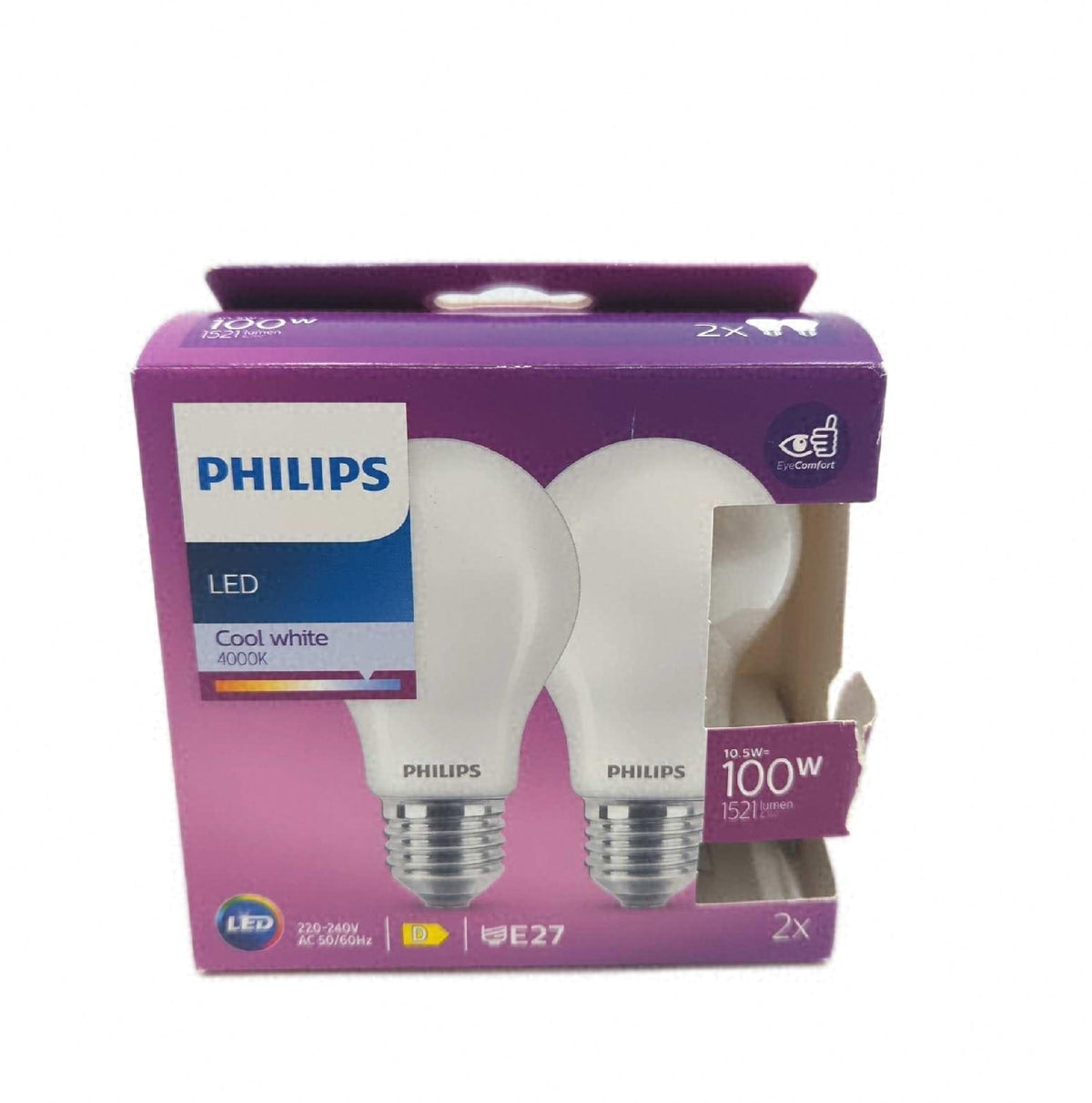 Philips Led Glühbirne Drop 10.5W E27 Kaltweißes Licht 1521 lm 2 Stück (14,28)