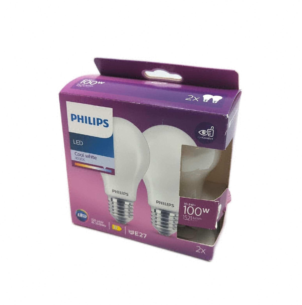 Philips Led Glühbirne Drop 10.5W E27 Kaltweißes Licht 1521 lm 2 Stück (14,28)