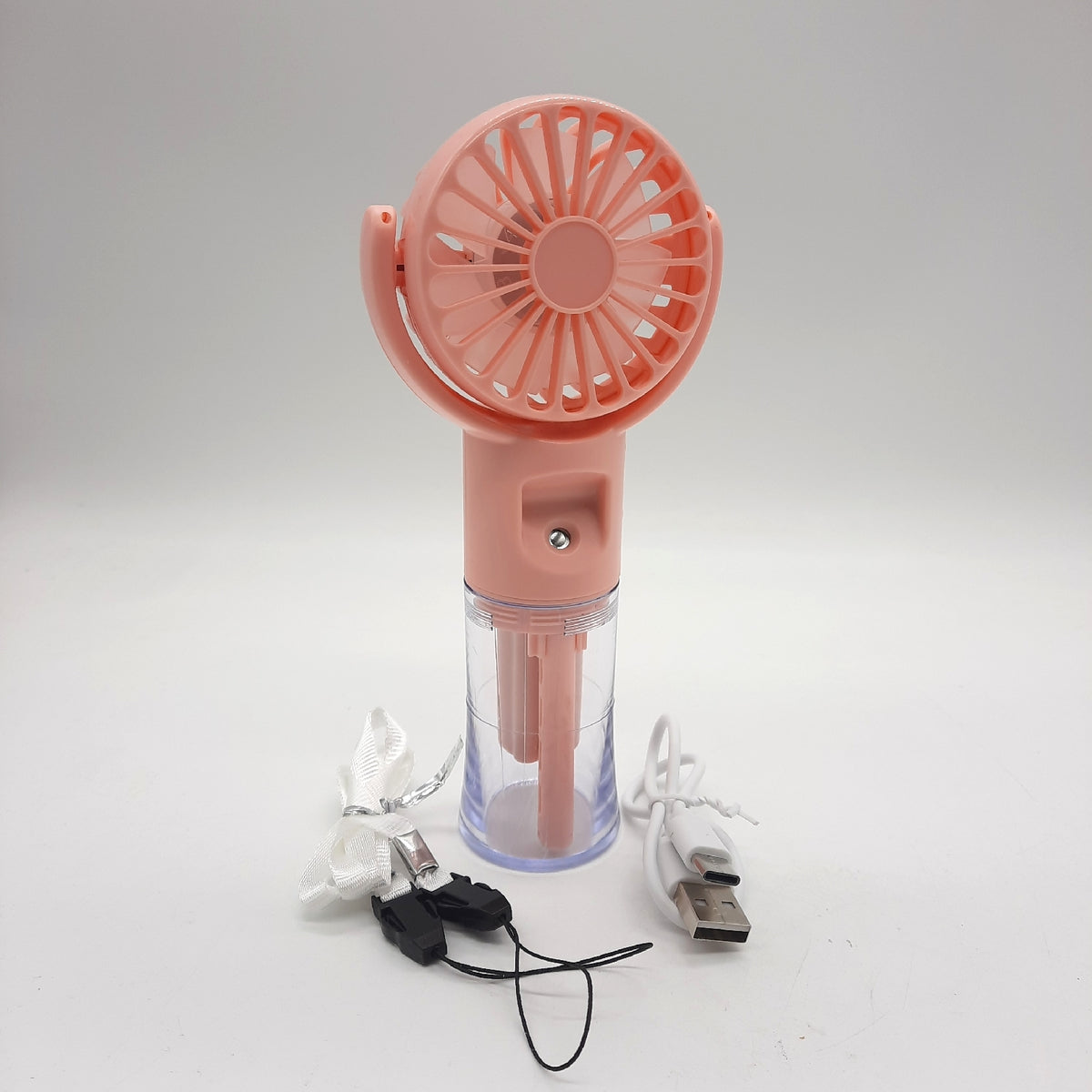 JIZZU Tragbarer Handventilator mit Wassernebel 4 Geschwindigkeiten Rosa