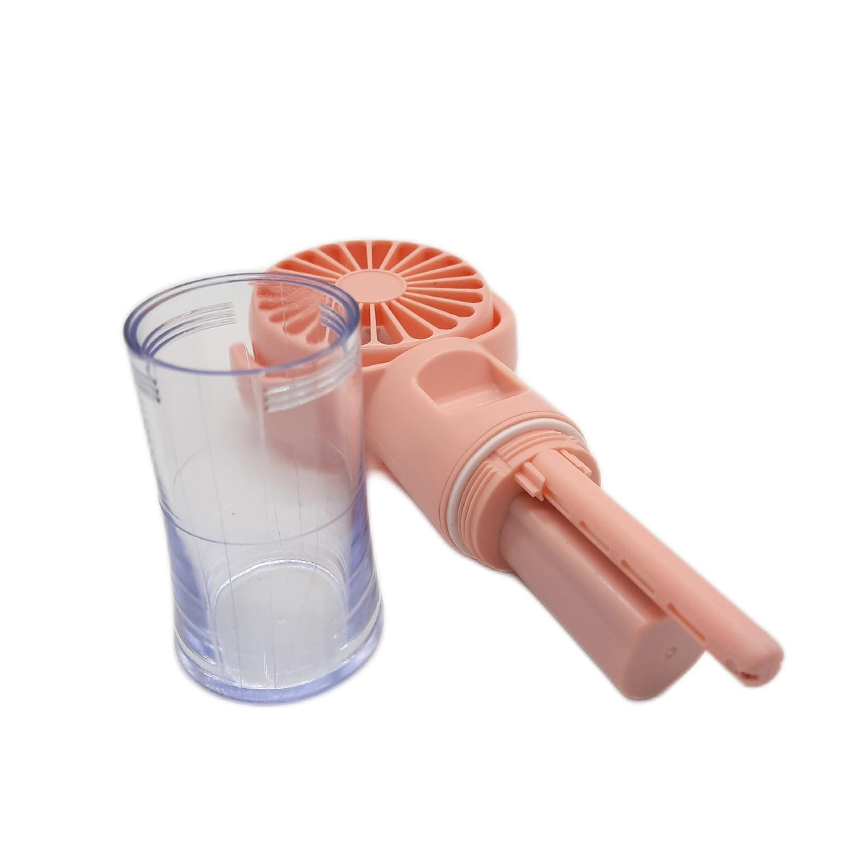 JIZZU Tragbarer Handventilator mit Wassernebel 4 Geschwindigkeiten Rosa