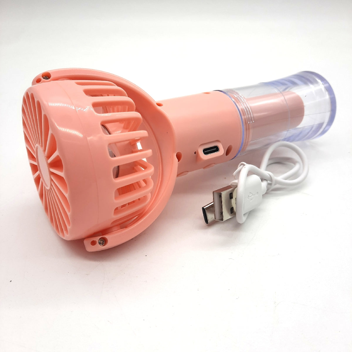 JIZZU Tragbarer Handventilator mit Wassernebel 4 Geschwindigkeiten Rosa