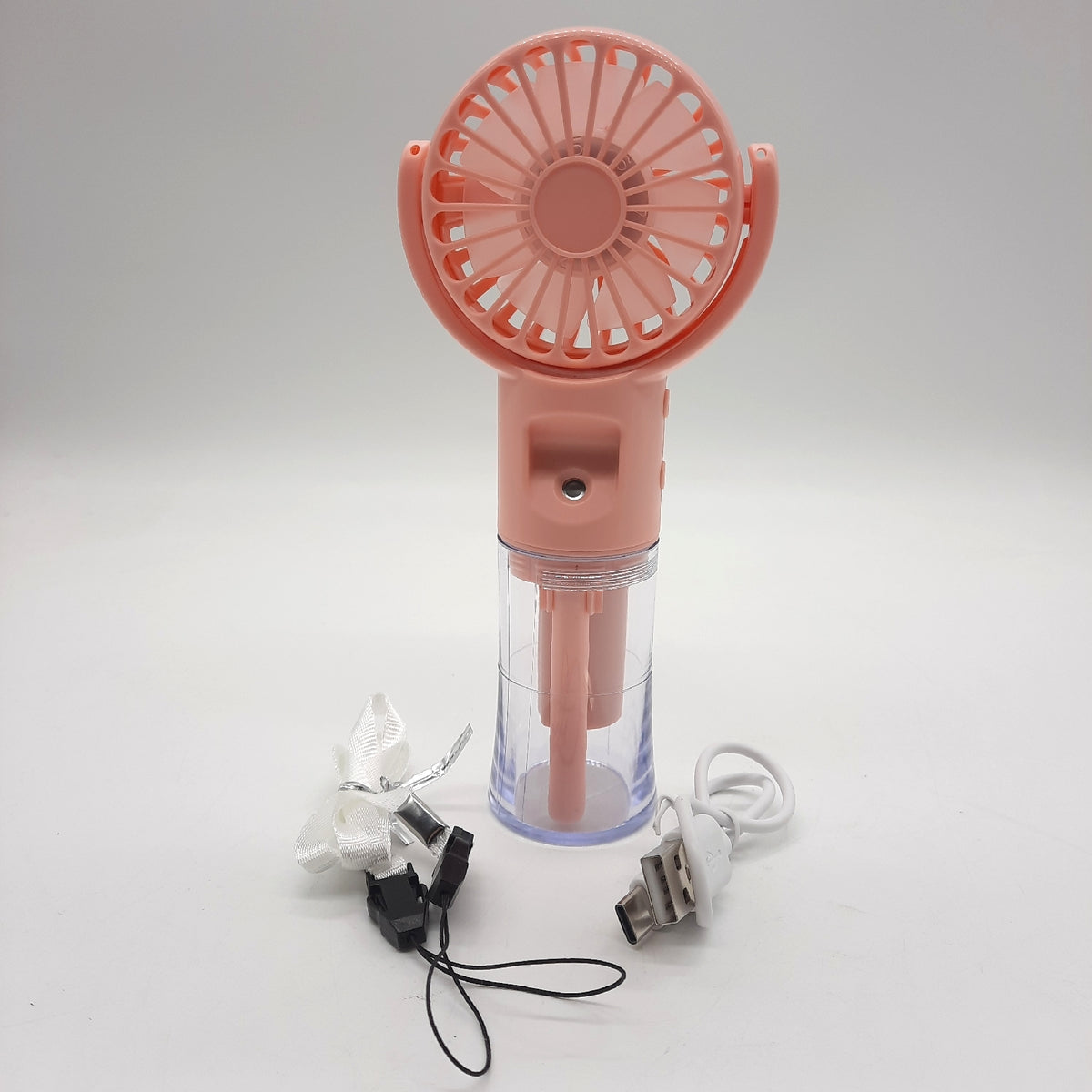 JIZZU Tragbarer Handventilator mit Wassernebel 4 Geschwindigkeiten Rosa
