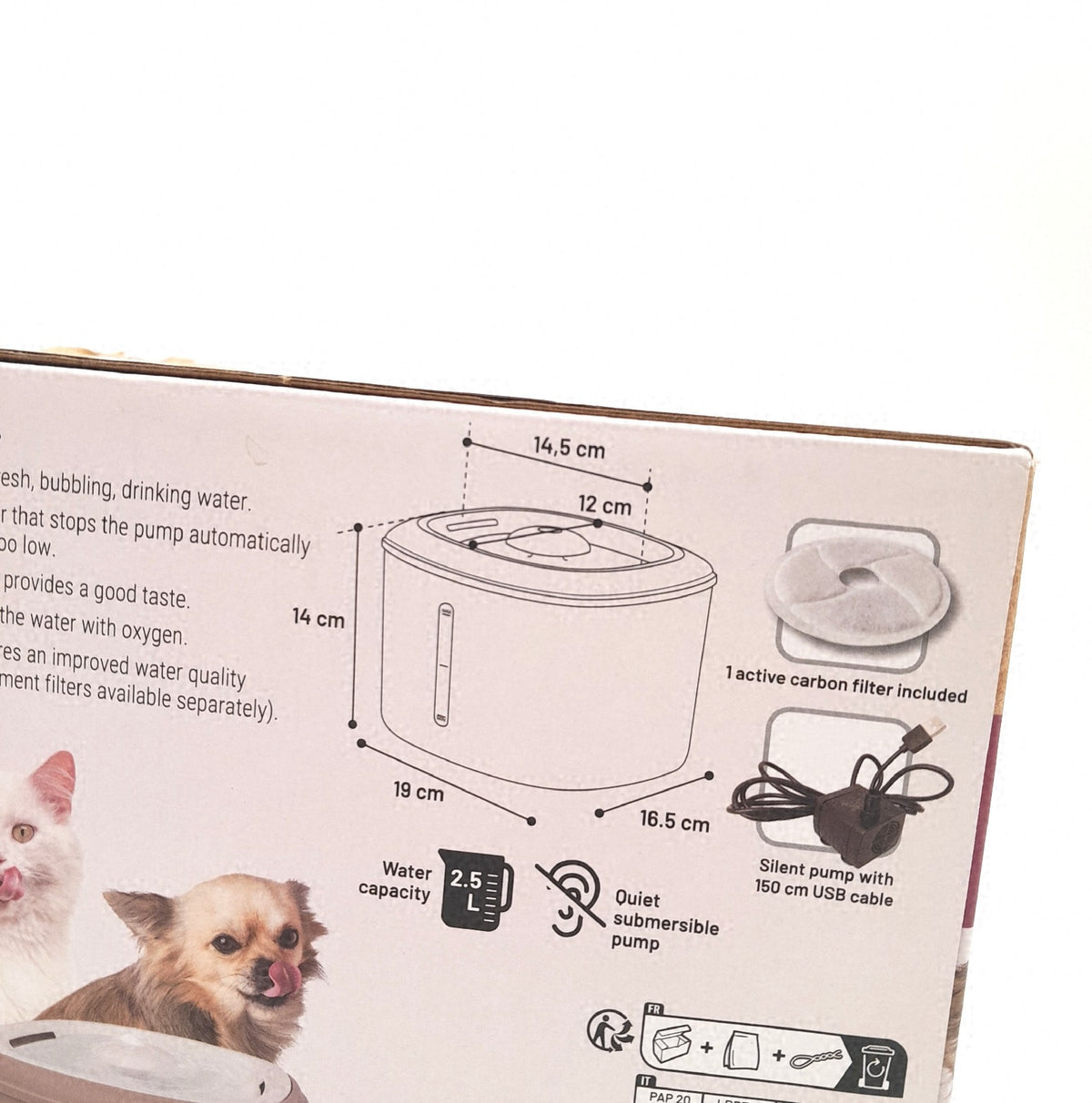 Flamingo Katzenbrunnen Finto Beige 25L Kunststoff mit Superleiser Pumpe Katzen Trinkbrunnen