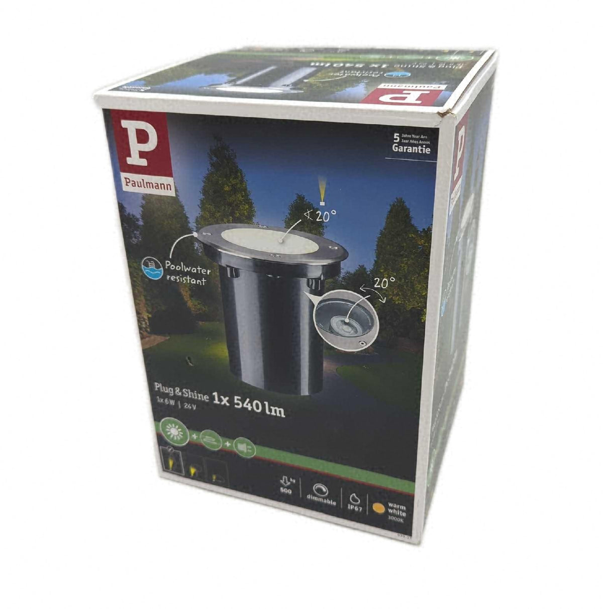 Paulmann 93907 Plug Shine Bodeneinbauleuchte 3000K 6W 24V 20 Grad Ausstrahlwinkel