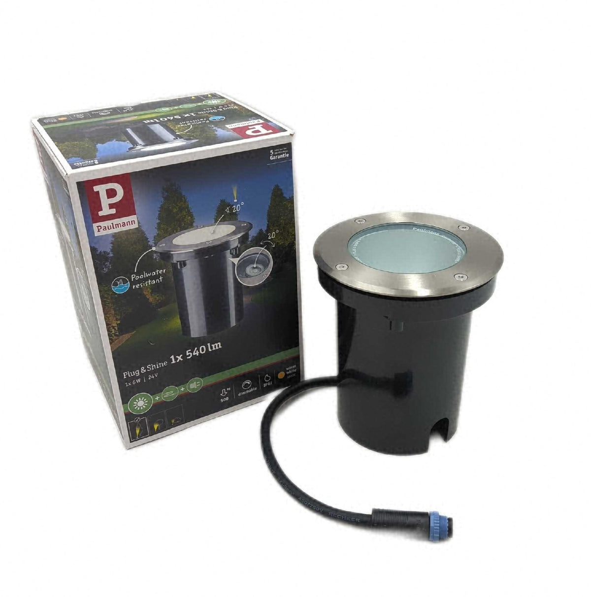 Paulmann 93907 Plug Shine Bodeneinbauleuchte 3000K 6W 24V 20 Grad Ausstrahlwinkel